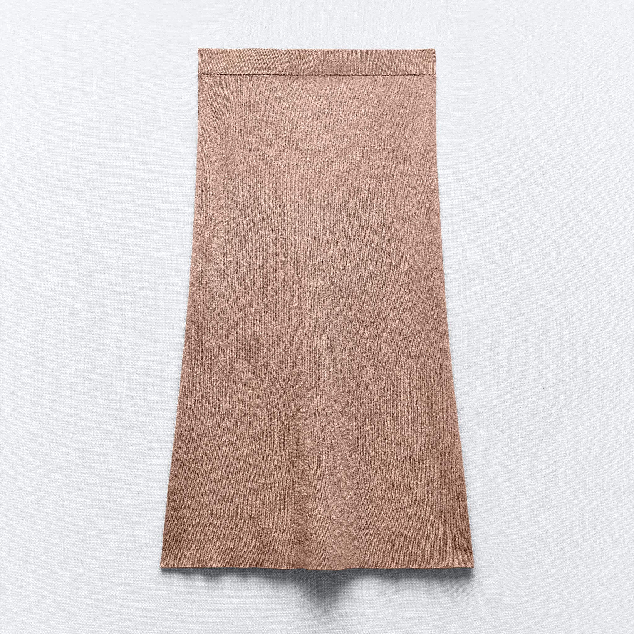 Юбка Zara Knit Midi Pencil, бежевый юбка карандаш женская трикотажная средней длины с завышенной талией