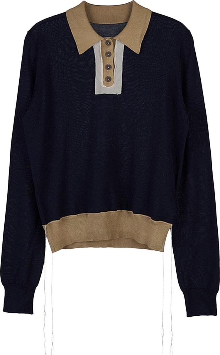

Рубашка Maison Margiela Knit Polo Long-Sleeve Shirt 'Navy Blue', черный