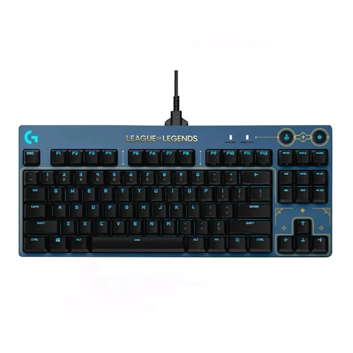 Клавиатура игровая Logitech Pro X Tactile League of Legends Edtion, GX Brown, синий/черный, английская раскладка - фото