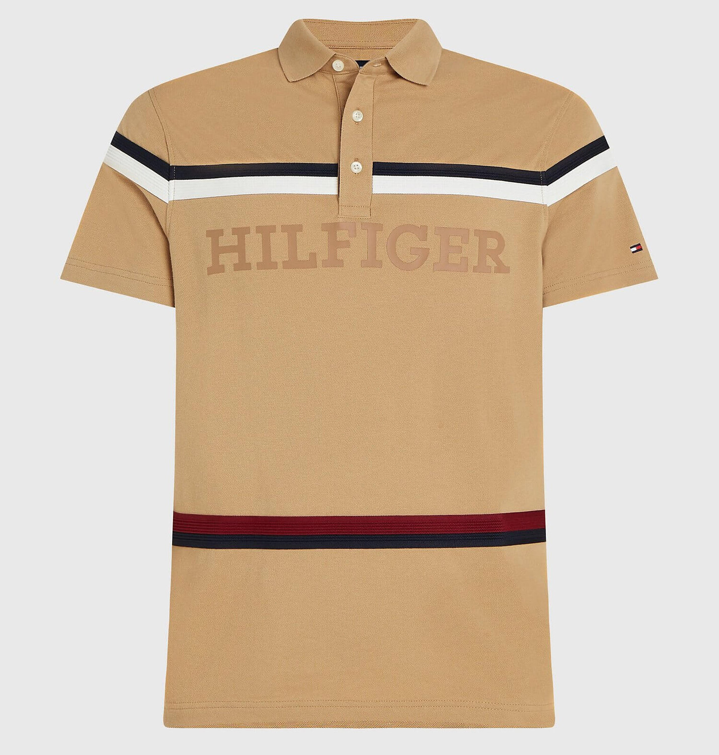 

Футболка-поло Tommy Hilfiger Regular Fit Monotype, бежевый/черный/красный