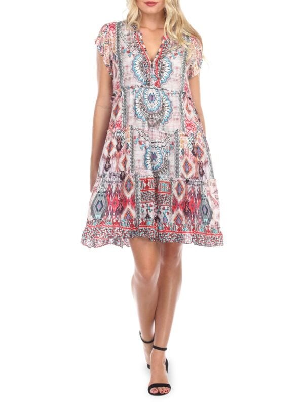

Платье Ярусное La Moda Clothing Boho с принтом, white combo