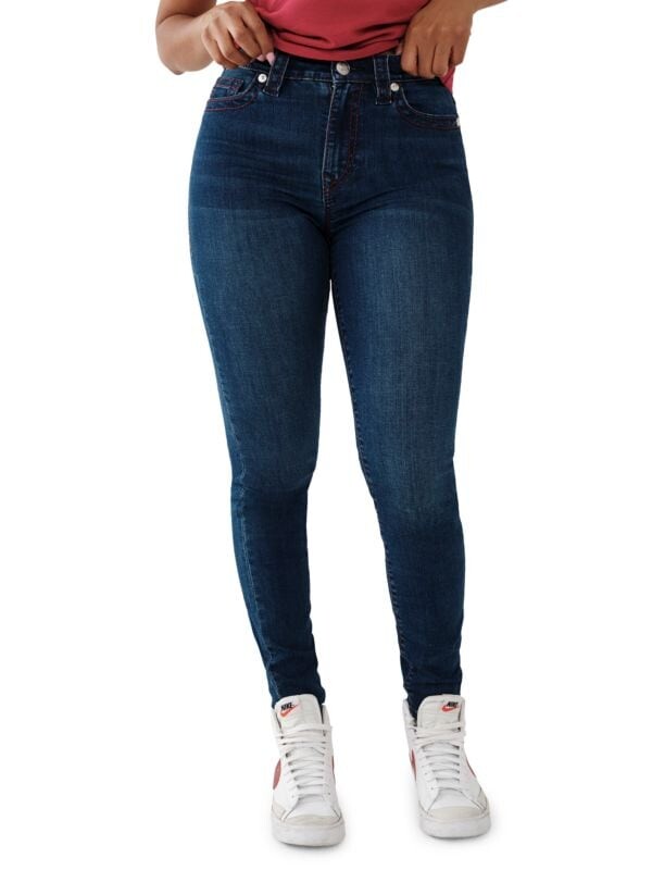

Джинсы Скинни True Religion Halle с высокой посадкой, dark night