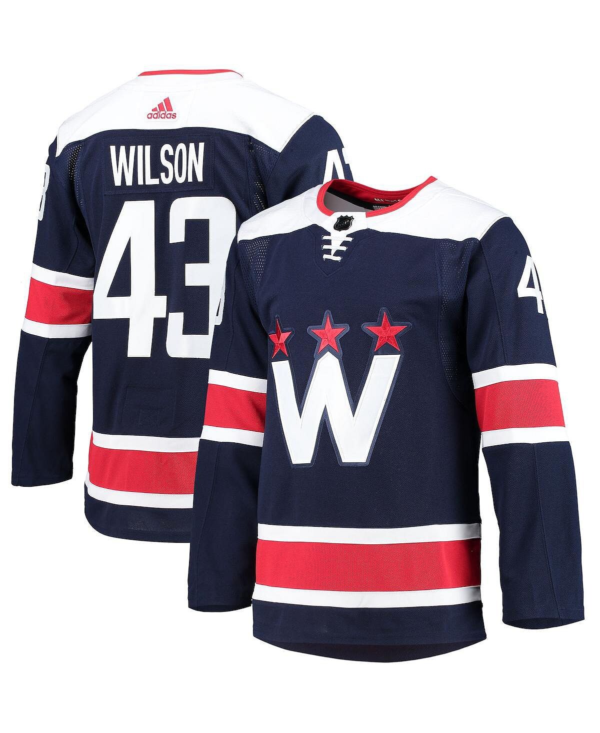 

Мужская футболка Adidas Tom Wilson Navy Washington Capitals 2020/21 Size 44/42/60, темно-синий/красный/белый