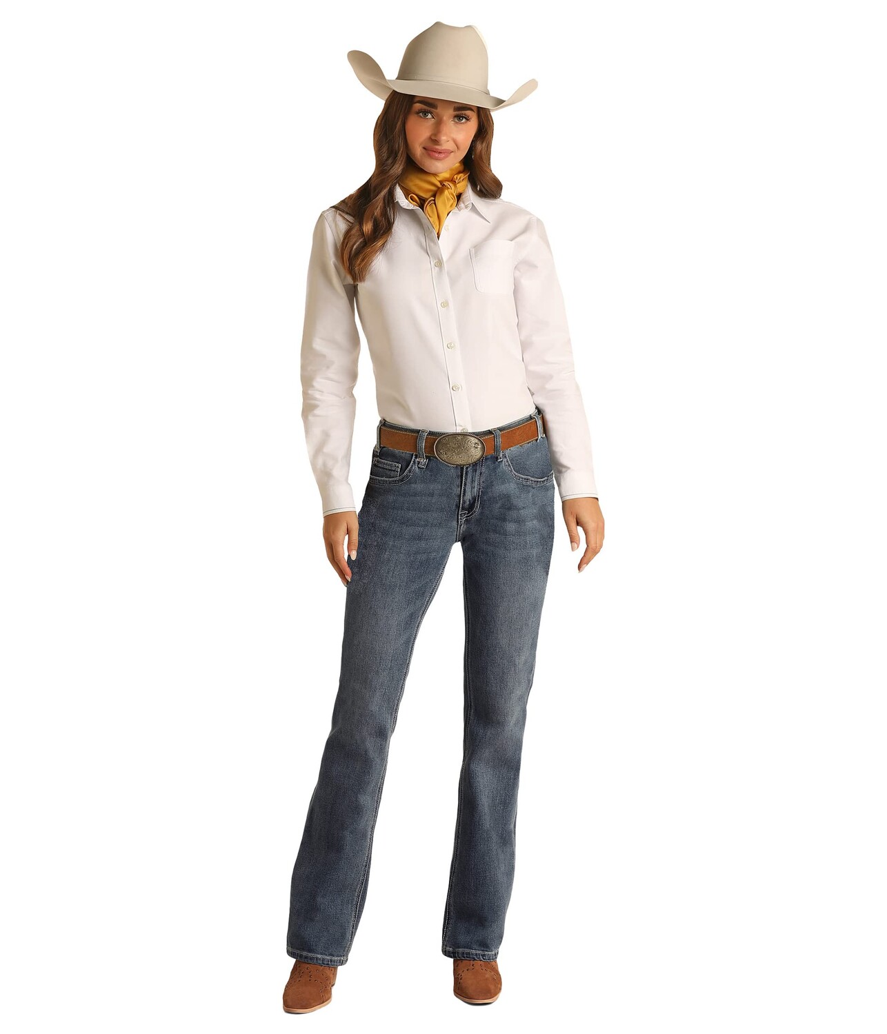 

Джинсы Rock and Roll Cowgirl, Riding with Slate Stitch Pocket Bootcut Jeans in Medium Vintage RRWD4RRZT6