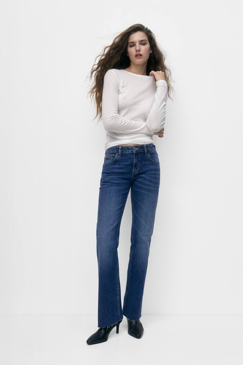 

Джинсы с заниженной талией Pull&Bear, темно-синий