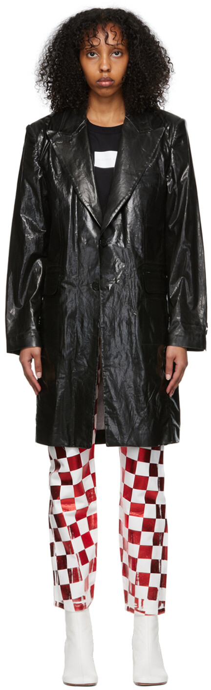 

Черное пальто из искусственной кожи MM6 Maison Margiela