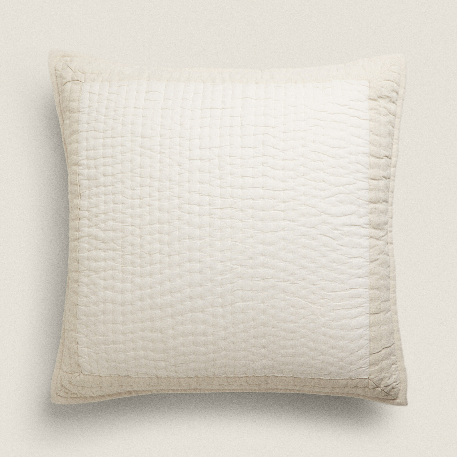 Чехол для подушки Zara Home Quilted Linen, бежевый цена и фото