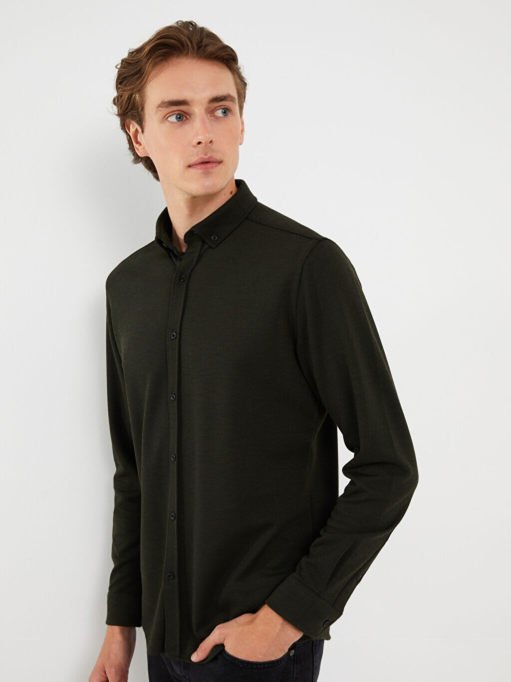 

Трикотажная мужская рубашка Slim Fit с длинным рукавом LCW Vision