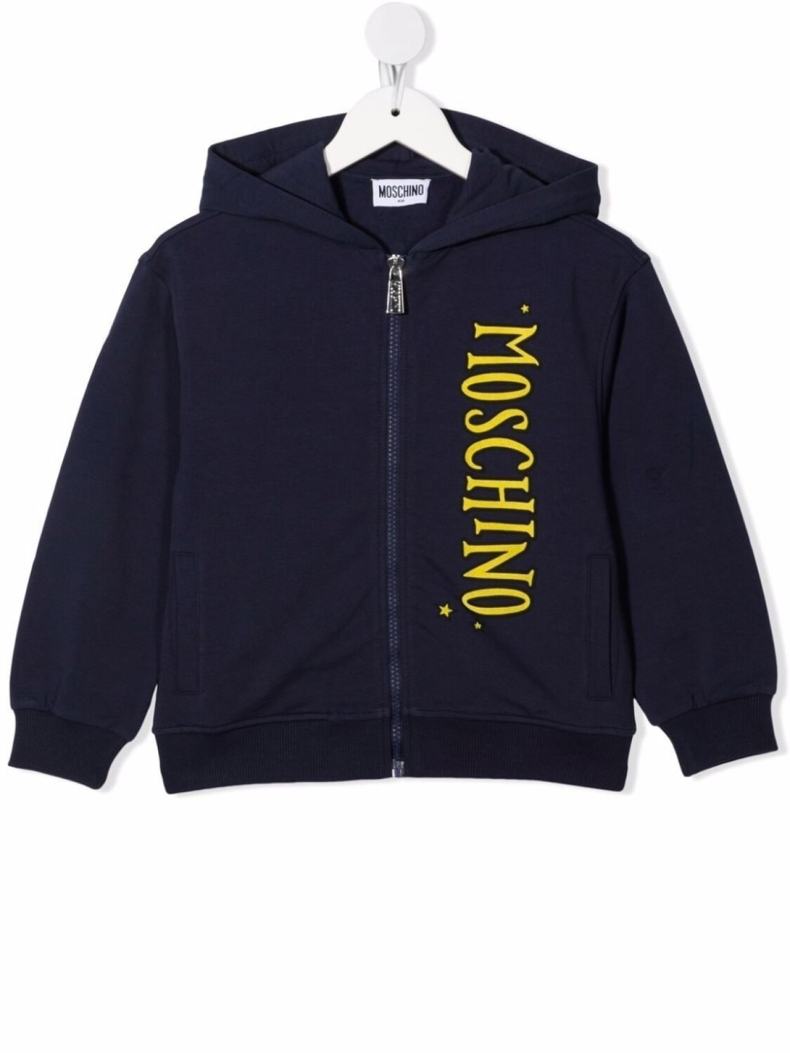 

Moschino Kids худи на молнии с логотипом, синий