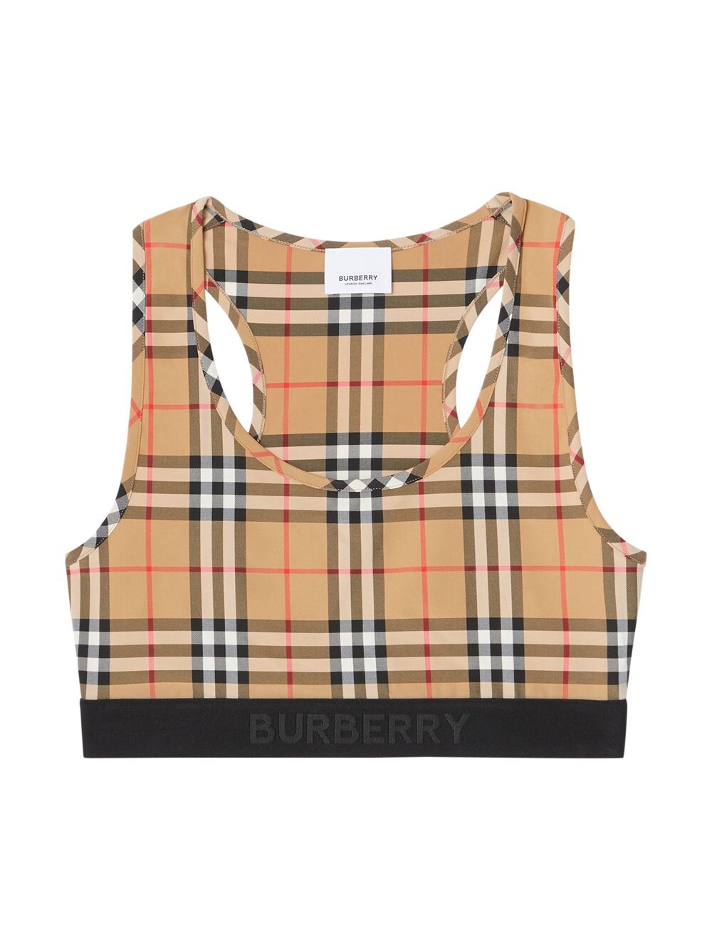 

Клетчатый спортивный бюстгальтер Burberry, бежевый