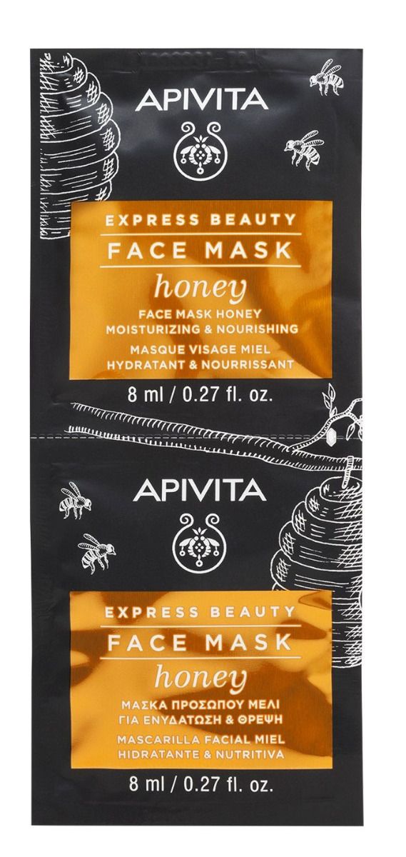 цена Apivita Express Beauty Honey медицинская маска, 2 шт.
