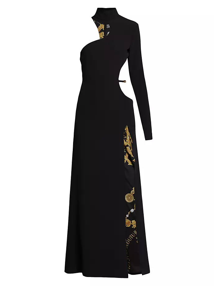 

Платье с одним рукавом и вырезом Versace Jeans Couture, черный