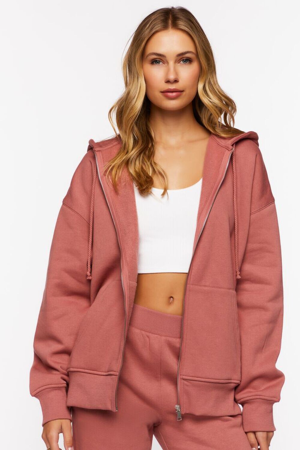 

Толстовка на молнии из органически выращенного хлопка Forever 21, роза