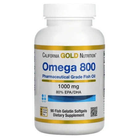 Фармацевтический рыбий жир California Gold Nutrition Omega 1000 мг, 90 капсул рыбий жир омега 800 california gold nutrition 1000 мг 30 капсул