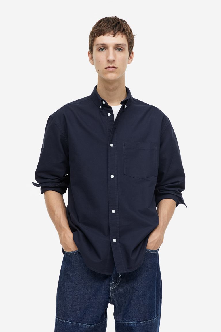 Оксфордская рубашка свободного кроя H&M блестящая рубашка свободного кроя свободного кроя h