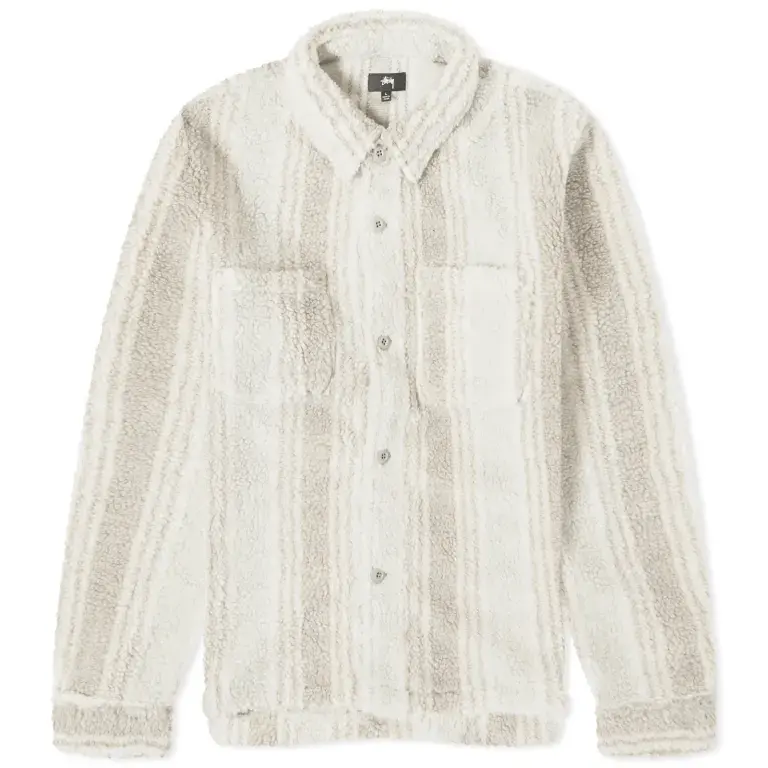 

Рубашка Stussy Stripe Sherpa, серый/бежевый