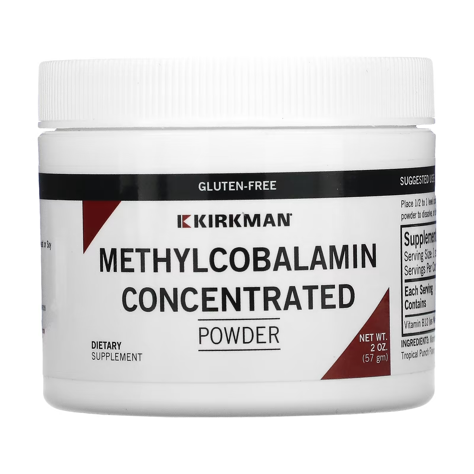 Kirkman Labs концентрированный порошок метилкобаламина, 57 г буферизованный порошок kirkman labs витамина с маракуйя 198 5 г