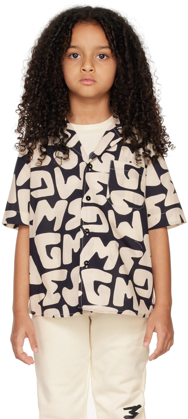 

Детская рубашка Off-White и черная с принтом MSGM Kids