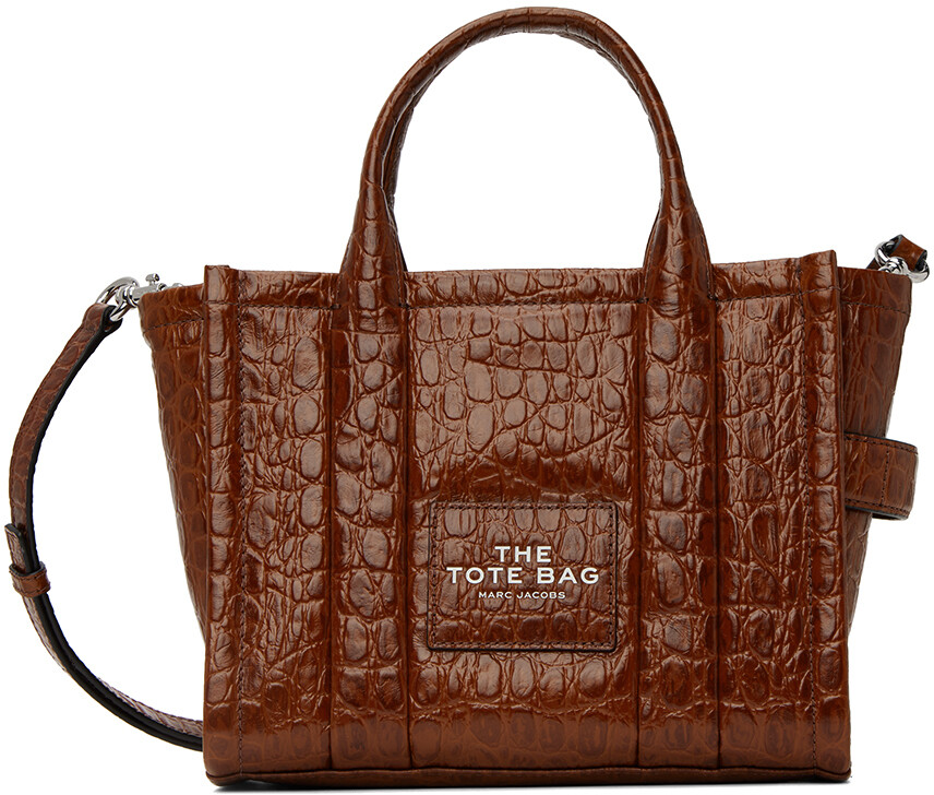 

Коричневая мини-сумка-тоут The Tote Bag с тиснением под крокодила Marc Jacobs