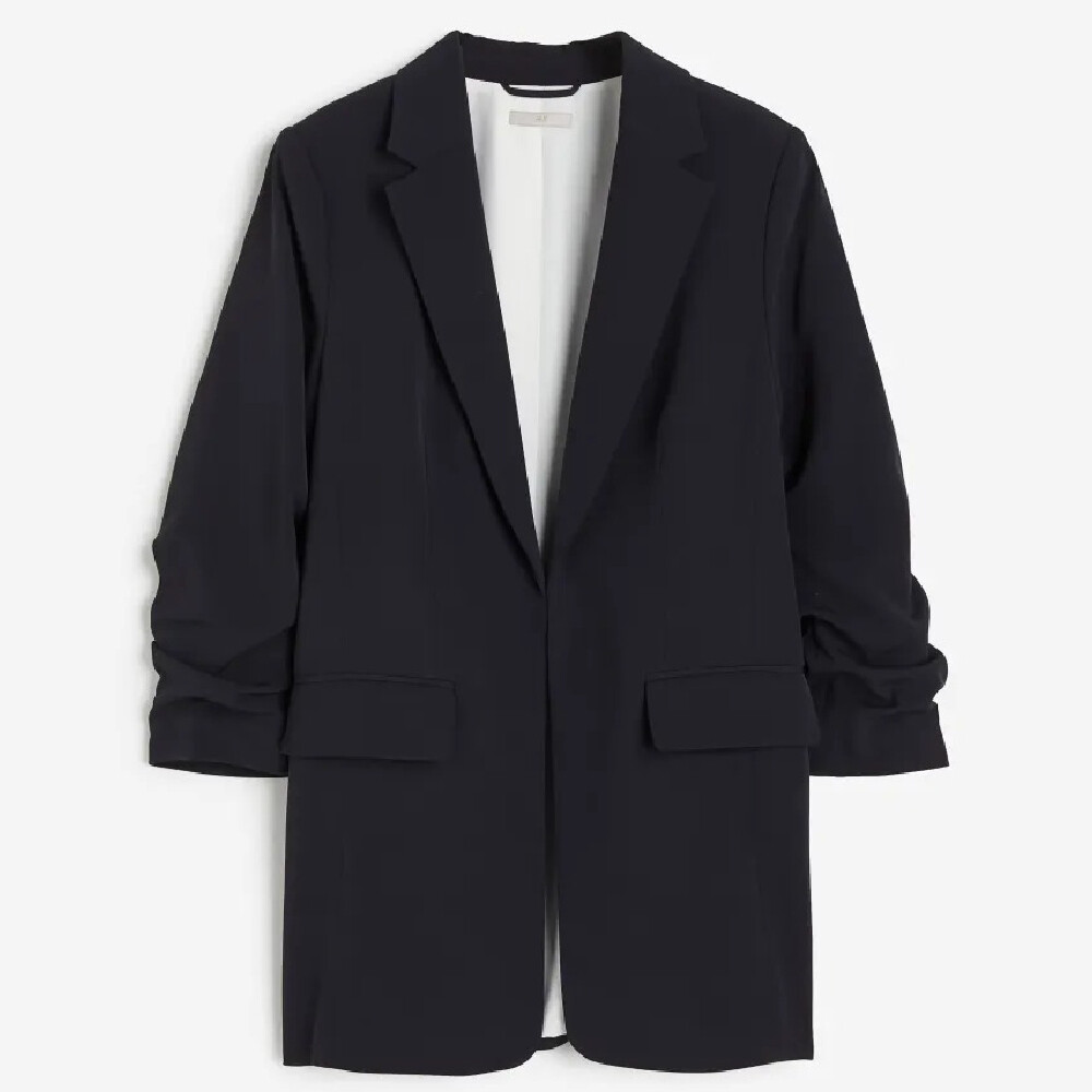 

Пиджак H&M Gathered-sleeve, темно-синий