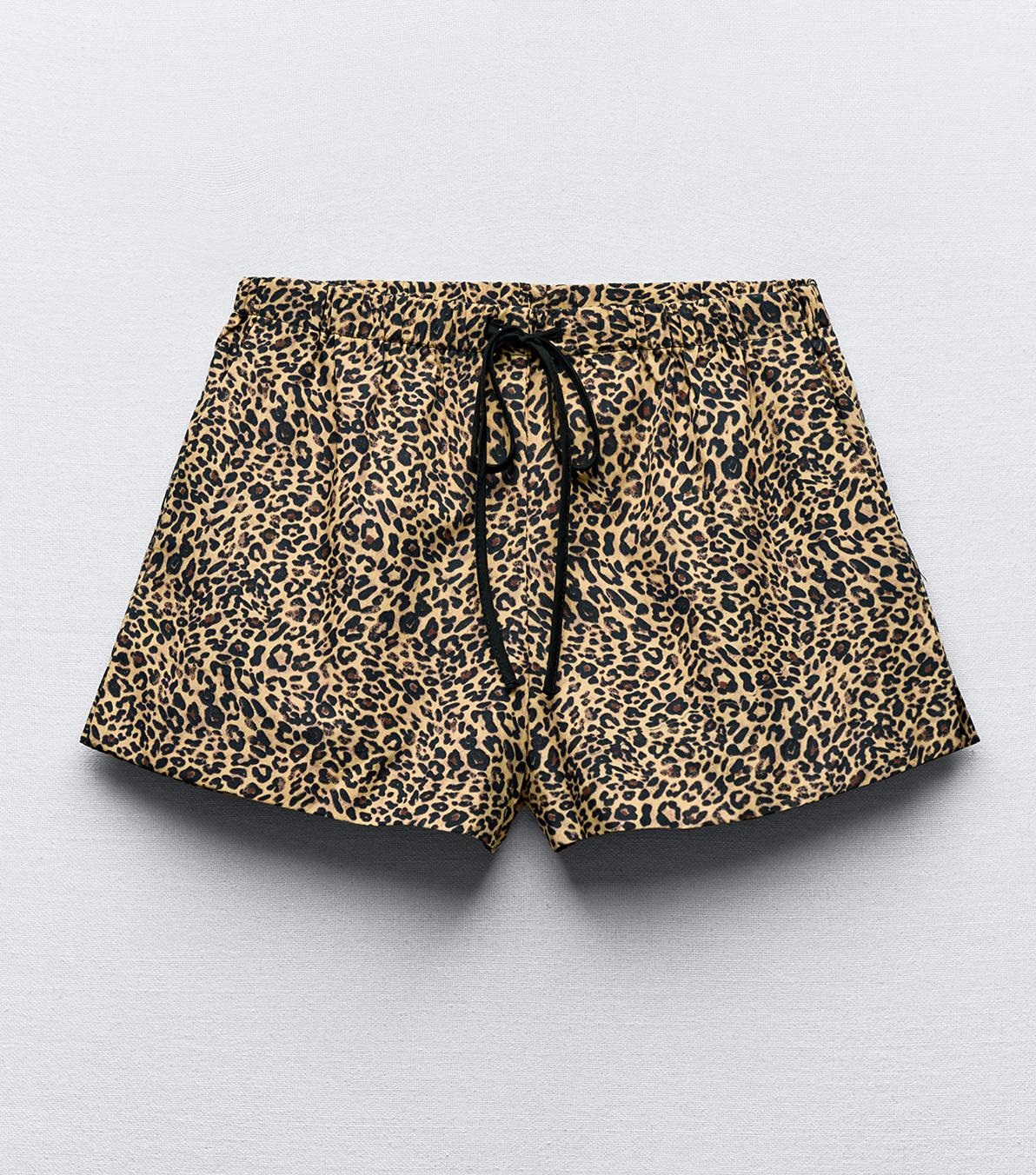 Шорты Zara Animal Print, коричневый платье zara satin leopard animal print коричневый мультиколор