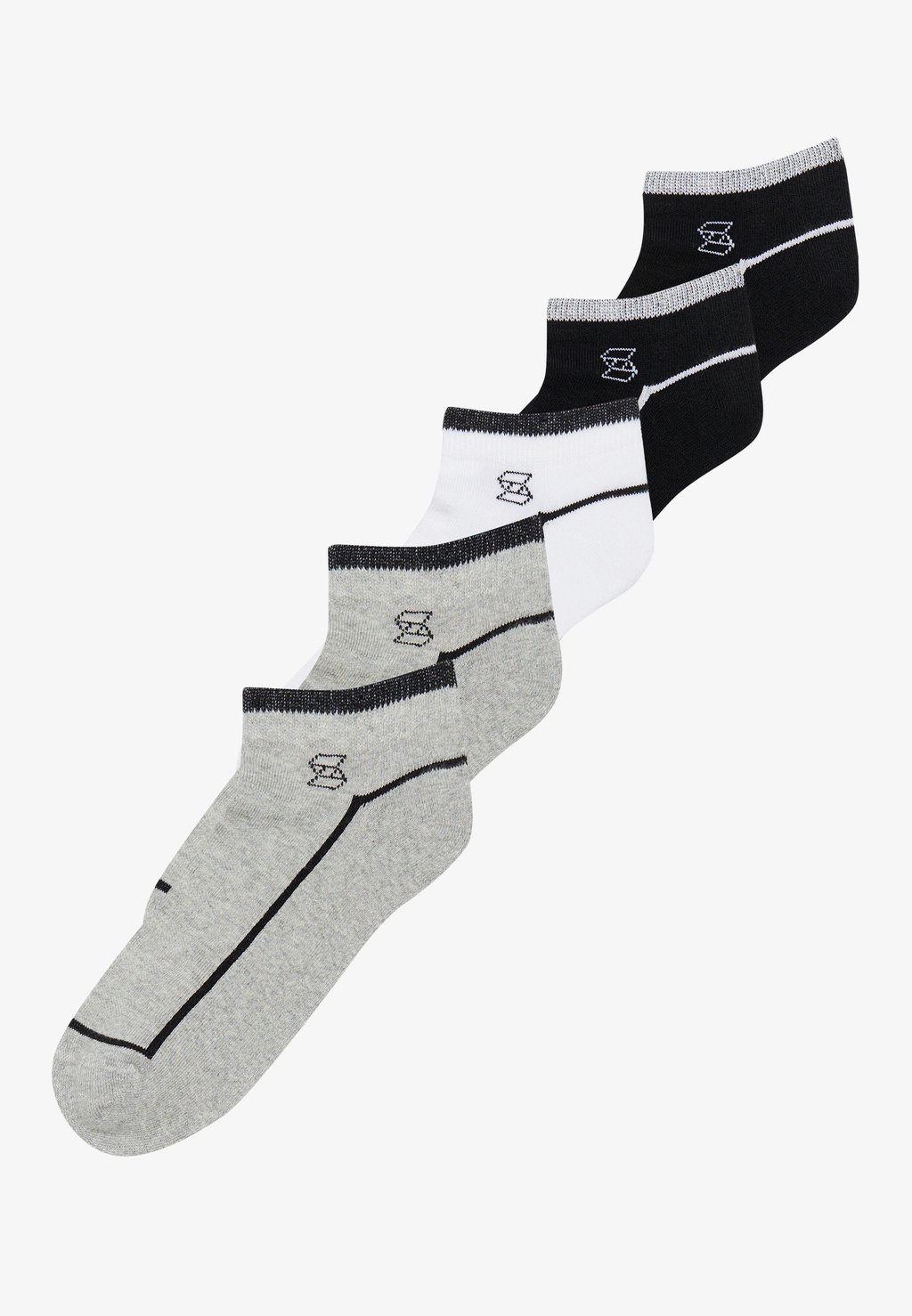 кроссовки pier one zapatillas white grey Спортивные носки 5 Пакет Pier One Sport, цвет white/black/mottled light grey