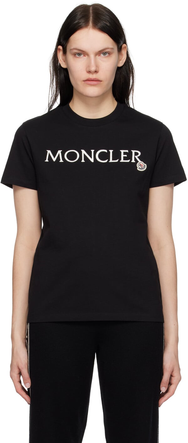 

Черная футболка с вышивкой Moncler, Черный