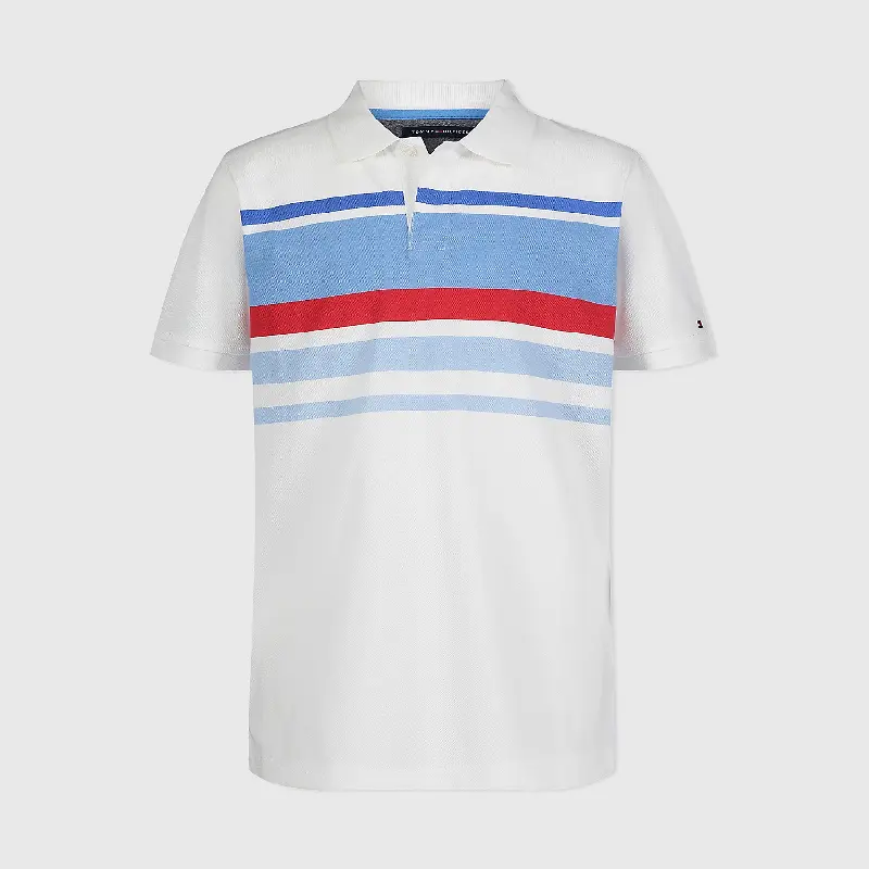 

Футболка-поло Tommy Hilfiger Big Kids' Colorblock, белый/голубой