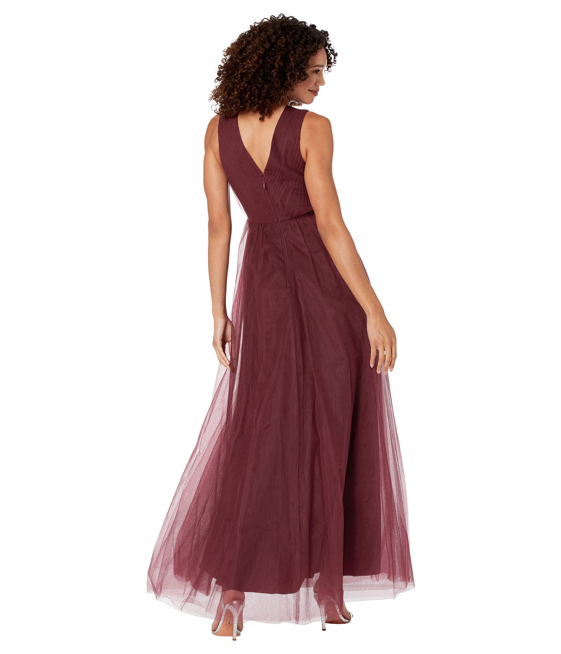 BCBGMAXAZRIA Long Tulle and Lace Applique Evening