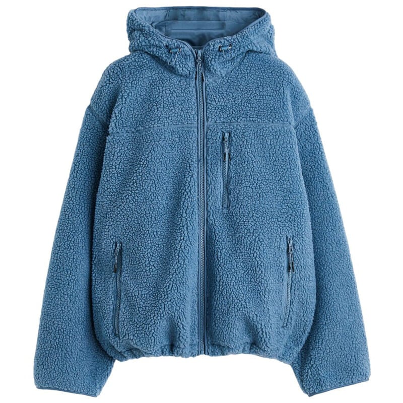 

Куртка H&M Hooded Teddy Fleece, синий