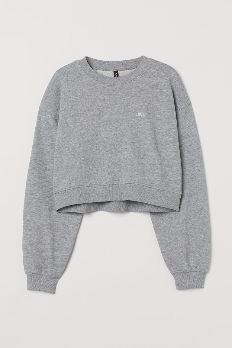 

Укороченная толстовка H&M, серый меланж/любовь