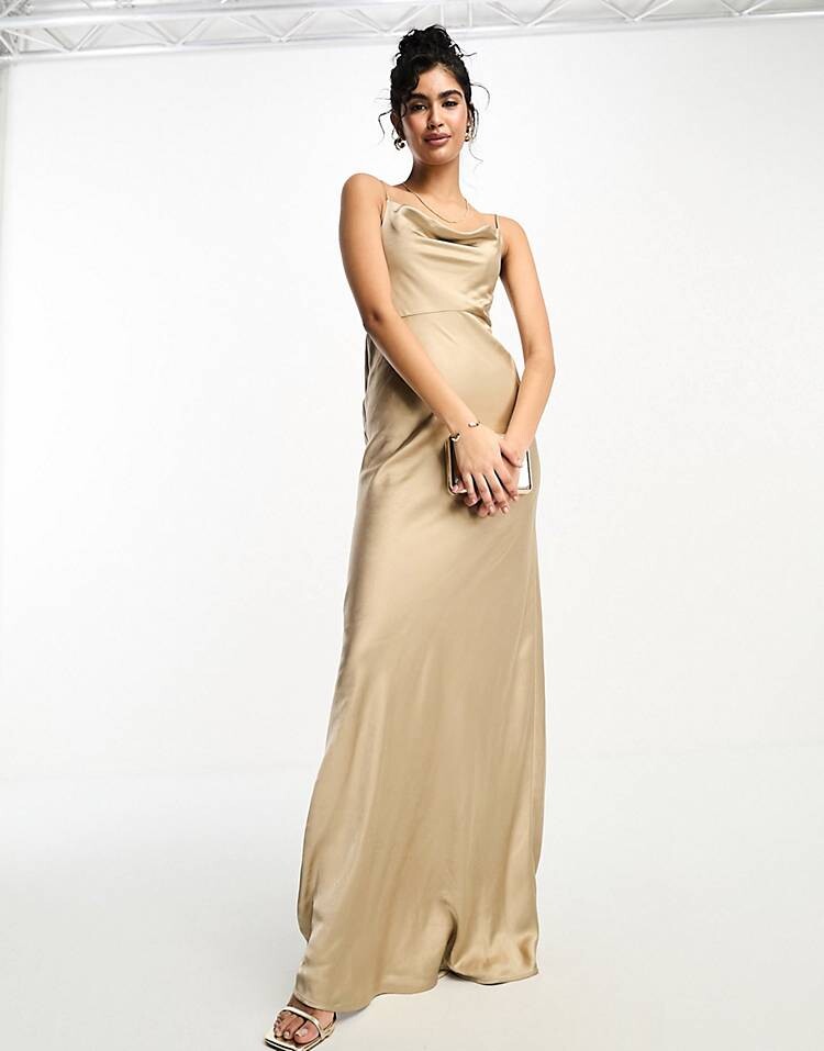 

Платье Six Stories Bridesmaids cowl front satin slip, бежевый