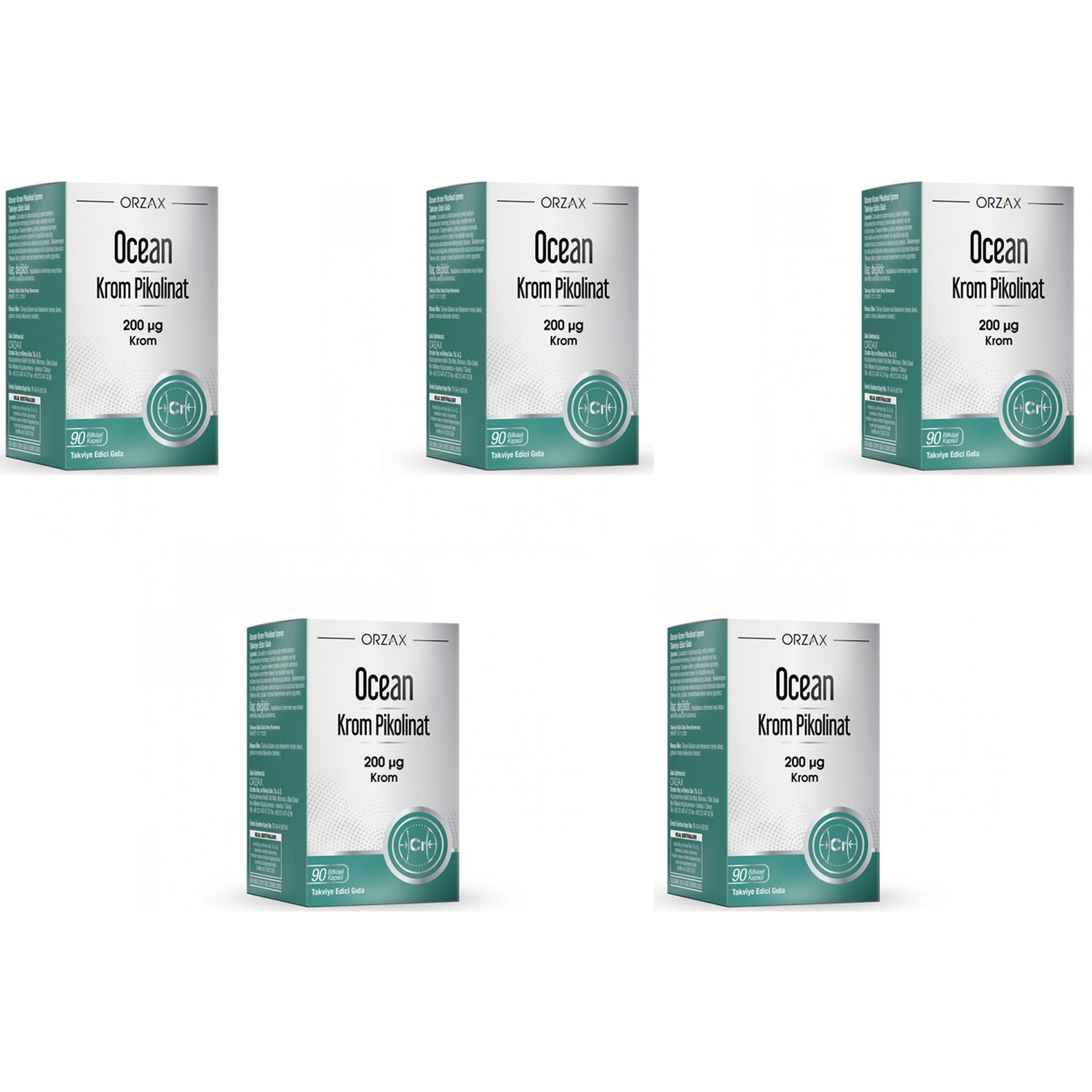 Пиколинат хрома Orzax Ocean 200 мкг, 5 упаковок по 90 травяных капсул ecomax витамины селен 200 мкг цинк 90 капсул