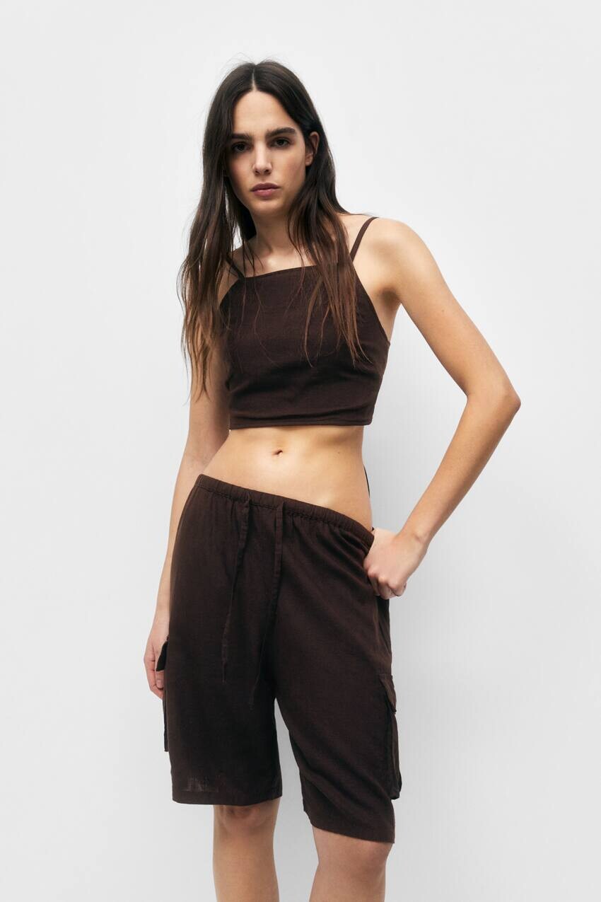 

Топ на бретелях с узлом на спине Pull&Bear, коричневый