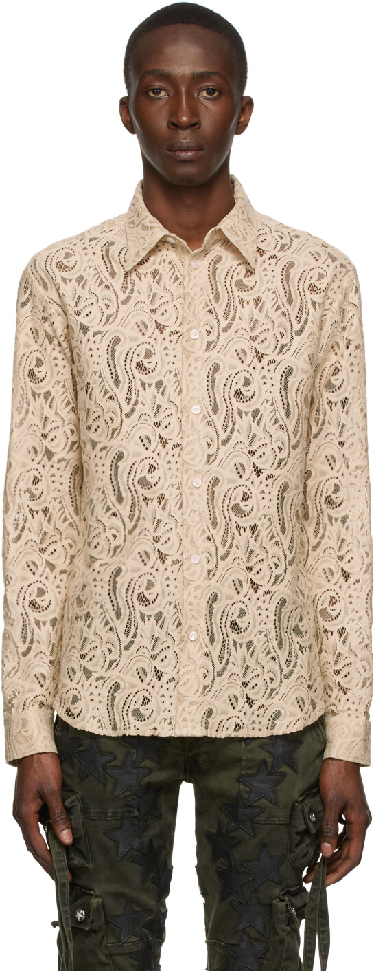 

Бежевая хлопковая рубашка AMIRI