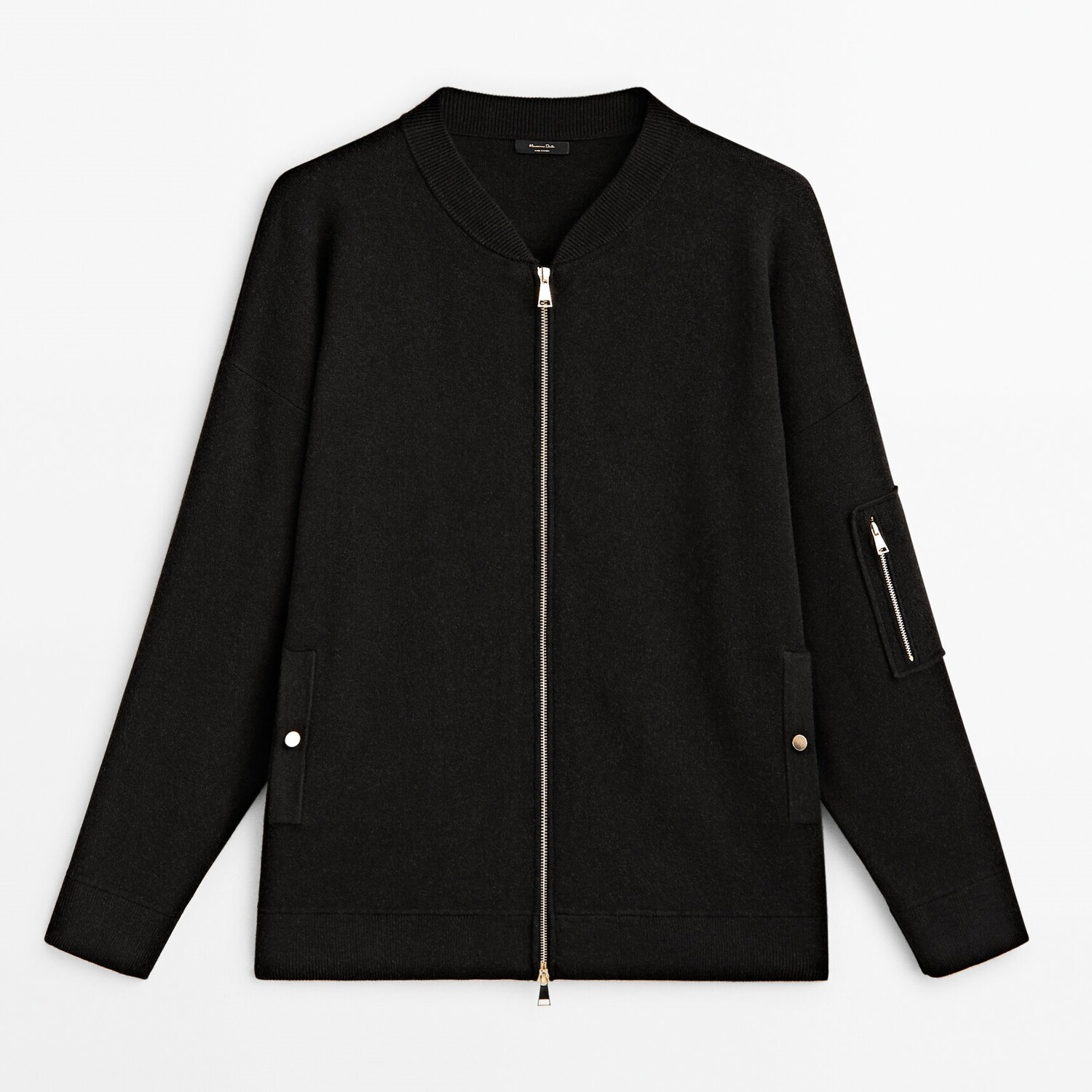 

Бомбер Massimo Dutti Oversize Knit, темно-серый