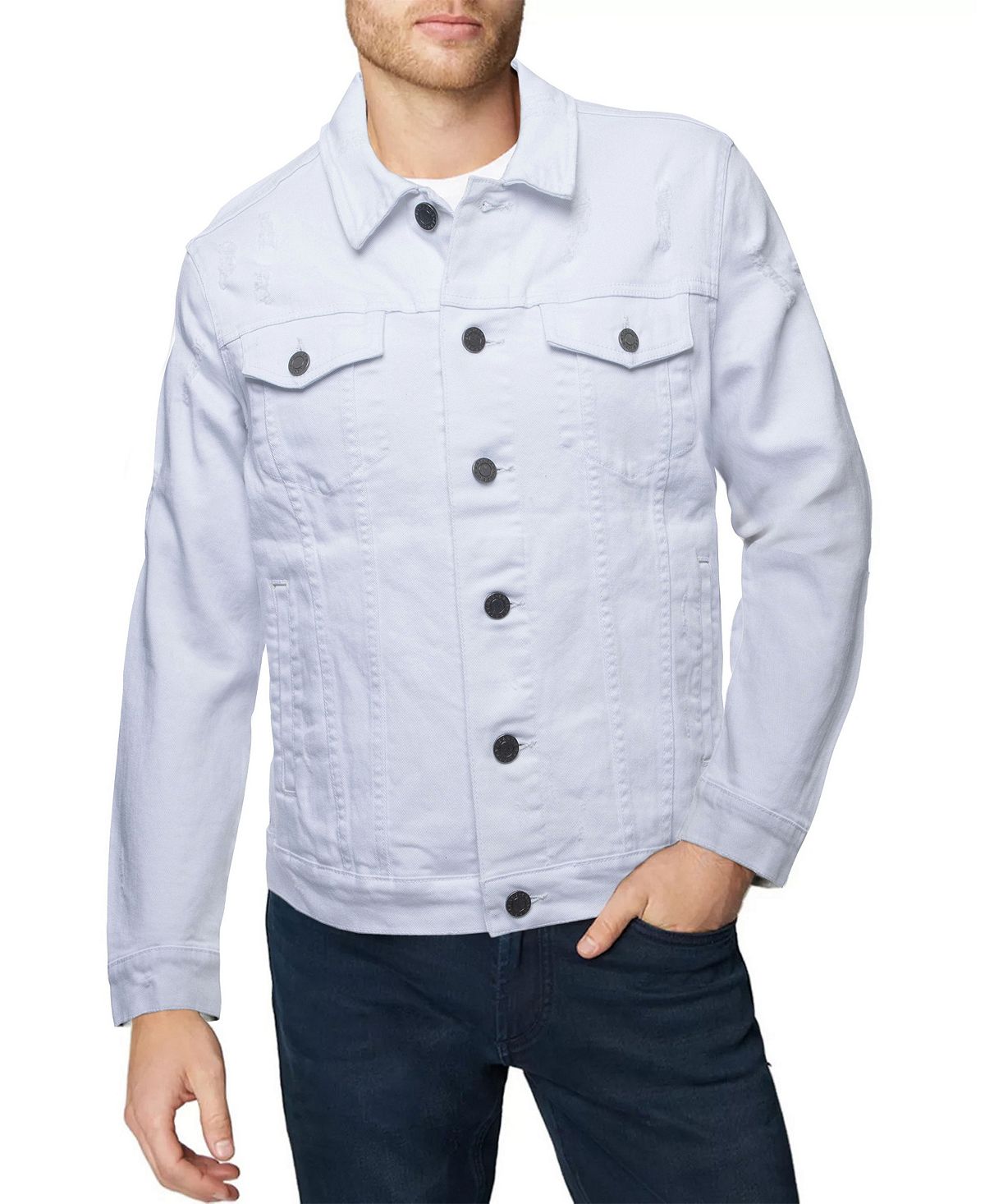 Мужская приталенная джинсовая куртка с эффектом потертости X-Ray, белый