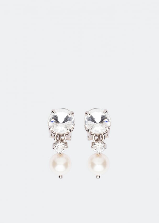 

Серьги MIU MIU Crystal and pearl earrings, нейтральный