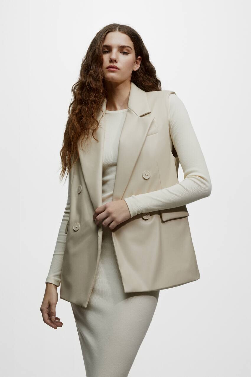 

Жилет из искусственной кожи Pull&Bear, экрю
