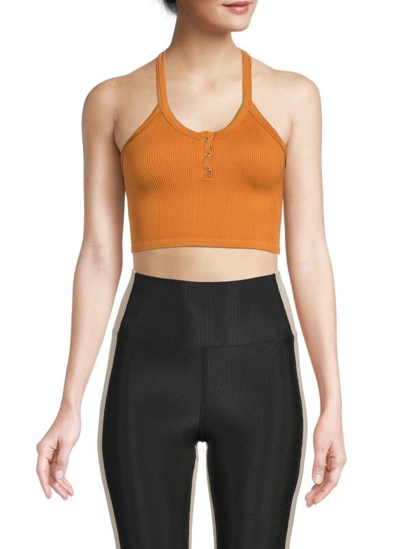 

Укороченная майка в рубчик free throw Free People Movement Toasted coconut
