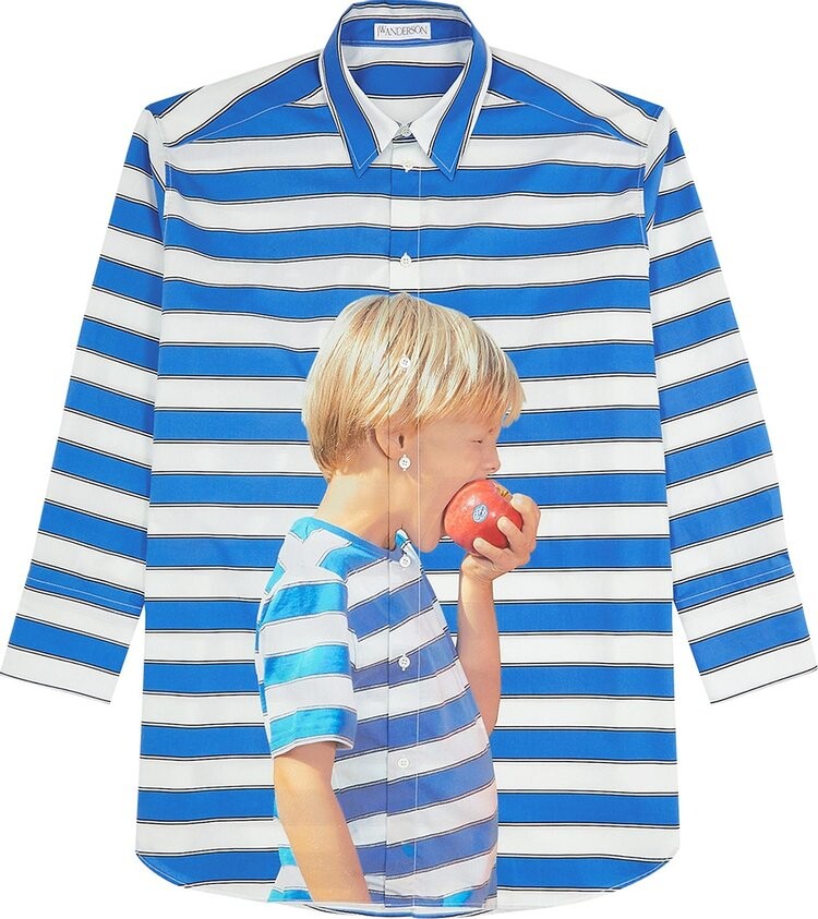 

Рубашка JW Anderson Printed Oversized Shirt 'Blue/White', синий