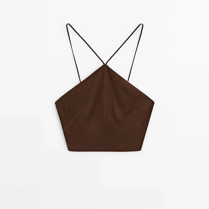

Топ Massimo Dutti Textured Strappy - Studio, коричневый