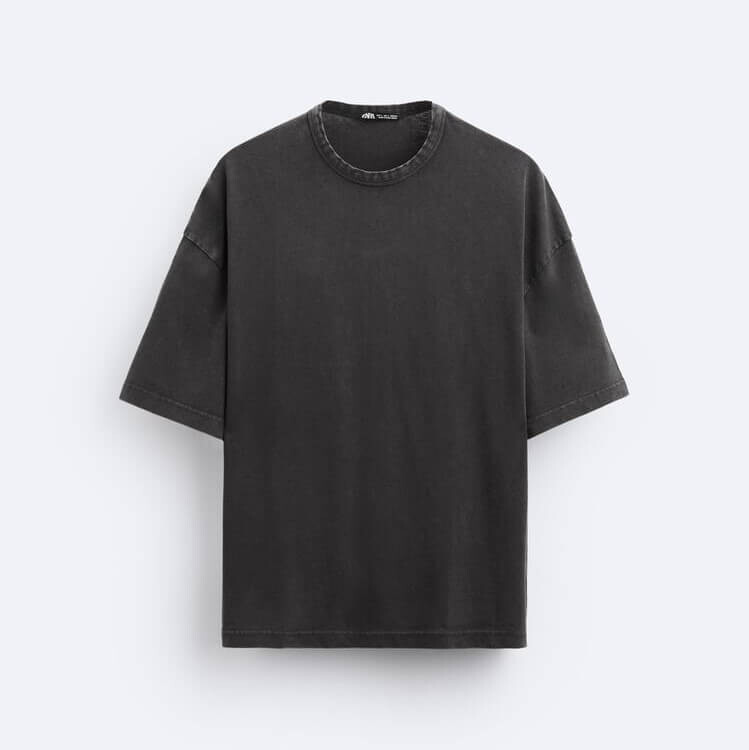 

Футболка Zara Acid Wash Print, темно-серый