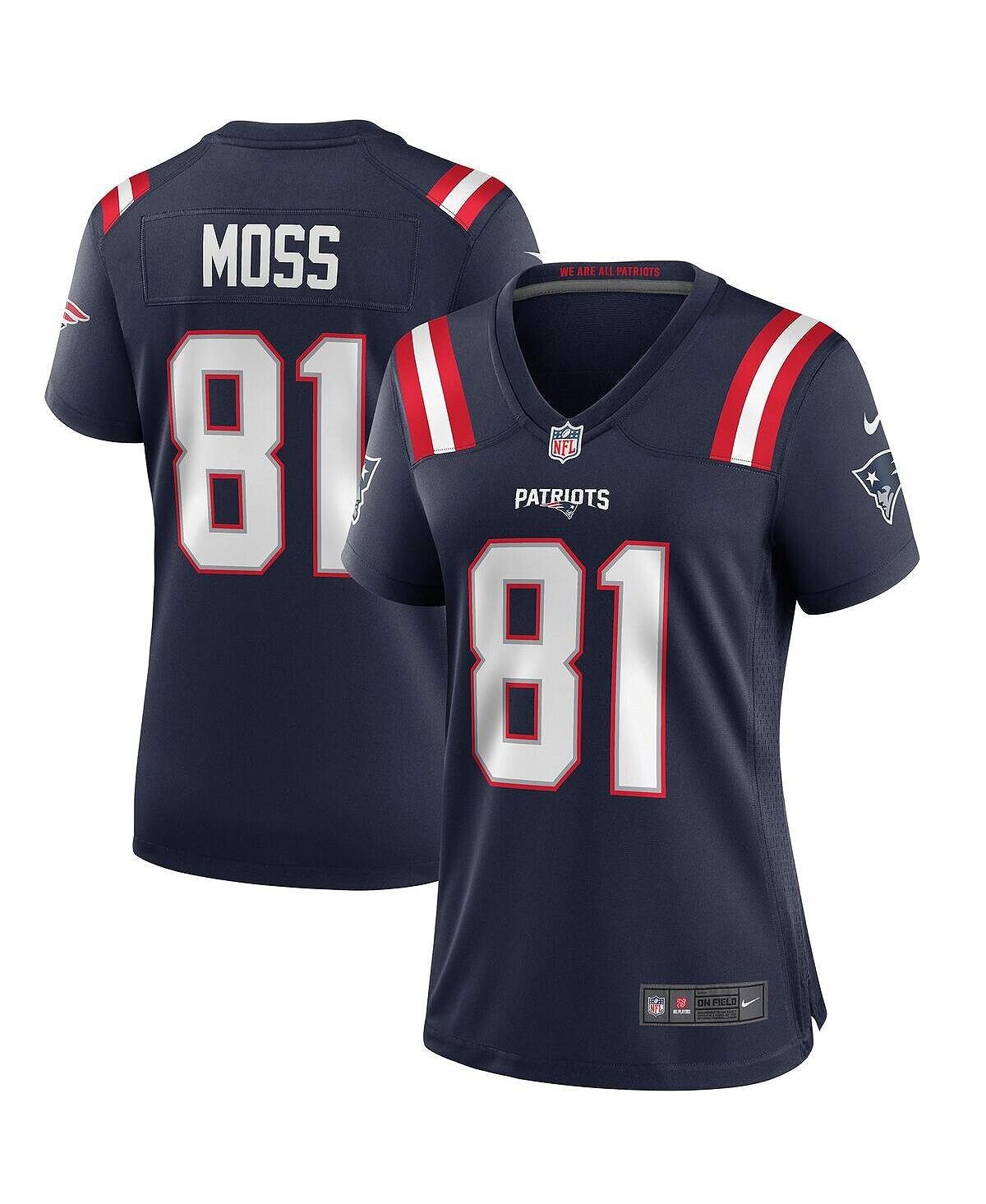 

Женское джерси randy moss navy new england patriots game для пенсионеров Nike, синий