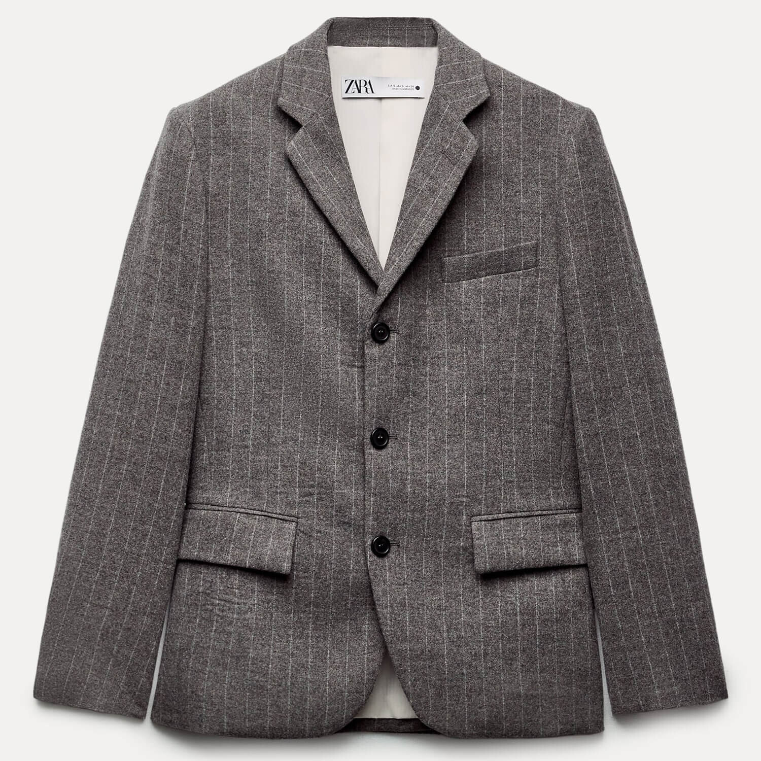 

Блейзер Zara ZW Collection Pinstripe, серый
