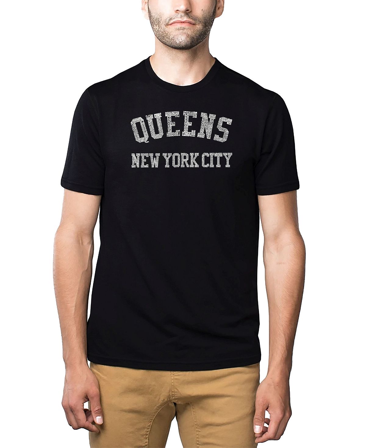 Мужская футболка premium blend word art - queens ny neighbourhoods LA Pop Art, черный