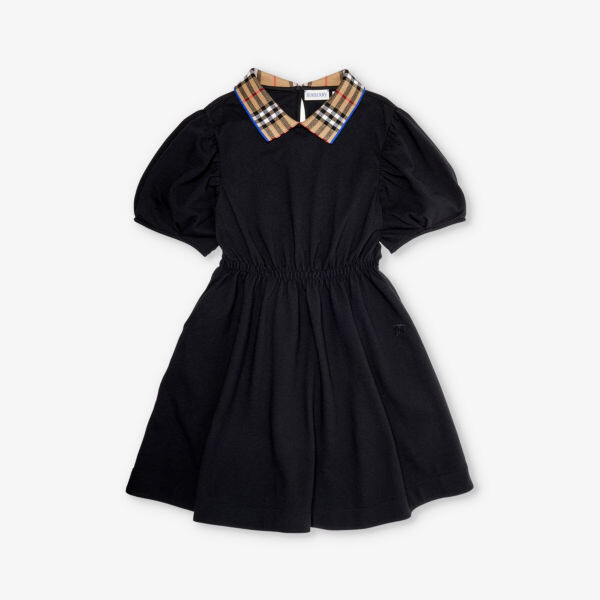 

Платье Alesa из хлопка-пике с вышитым логотипом 4-14 лет Burberry, черный