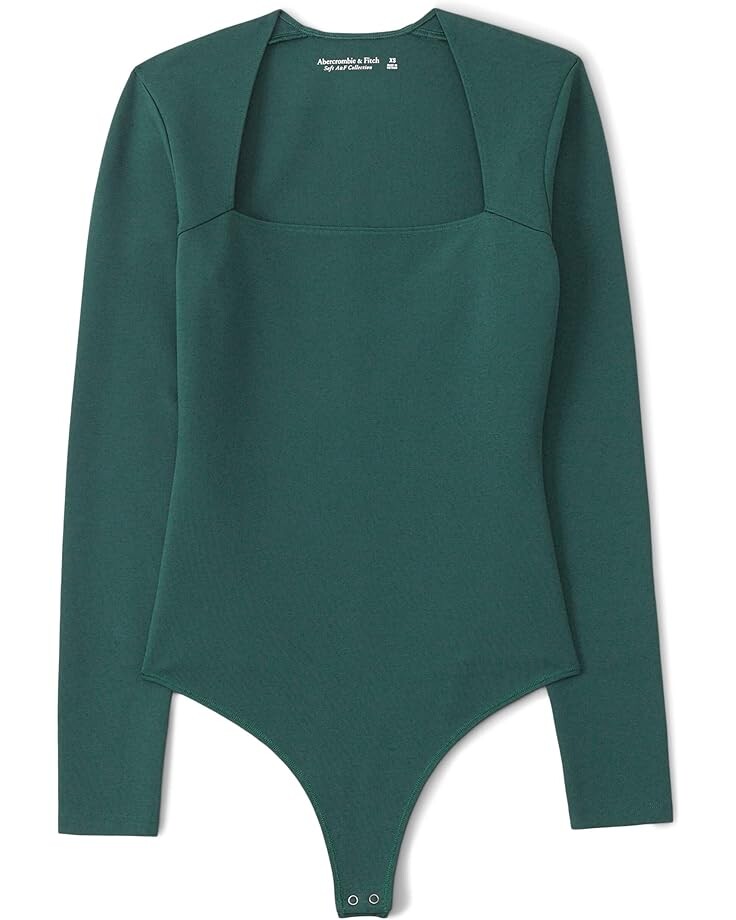 

Боди Abercrombie & Fitch Long Sleeve Ponte Square Neck Bodysuit, цвет Deep Teal