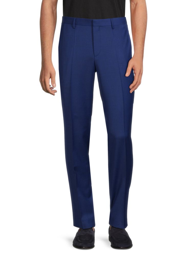 Классические брюки узкого кроя из смесовой шерсти из натуральной шерсти Hugo, синий