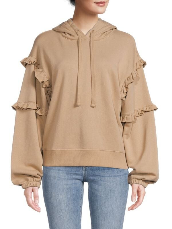 

Худи Rebecca Minkoff Evelyn с оборками и отделкой, sand, Коричневый